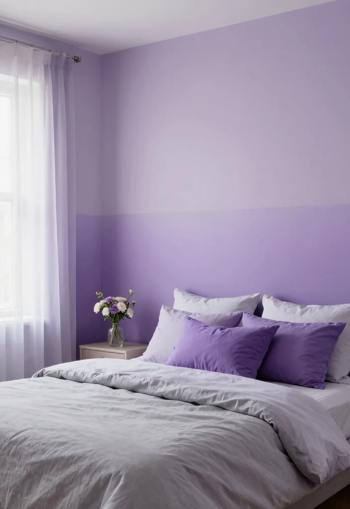 16 Half Painted Wall Bedroom Ideas for a Modern, Creative Look - 2. Soft Gradient Effect 1