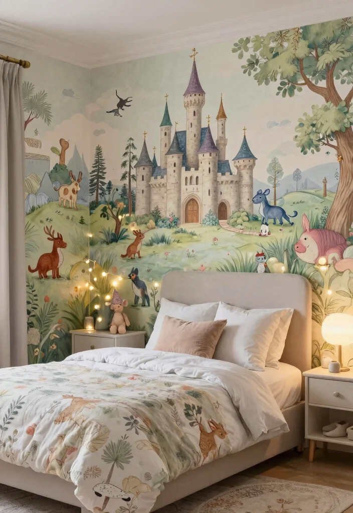 16 Kids Bedroom Wallpaper Texture Ideas: Fun and Playful - 12. Magical Fairytale Landscape 1