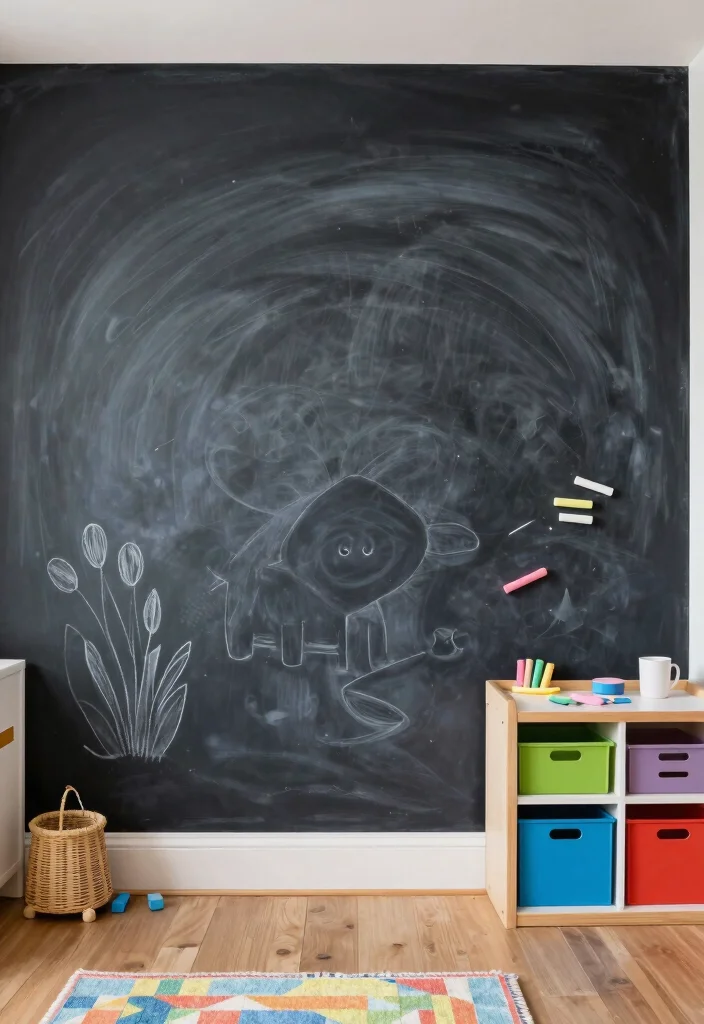 16 Kids Bedroom Wallpaper Texture Ideas: Fun and Playful - 16. Creative Chalkboard Wall 1