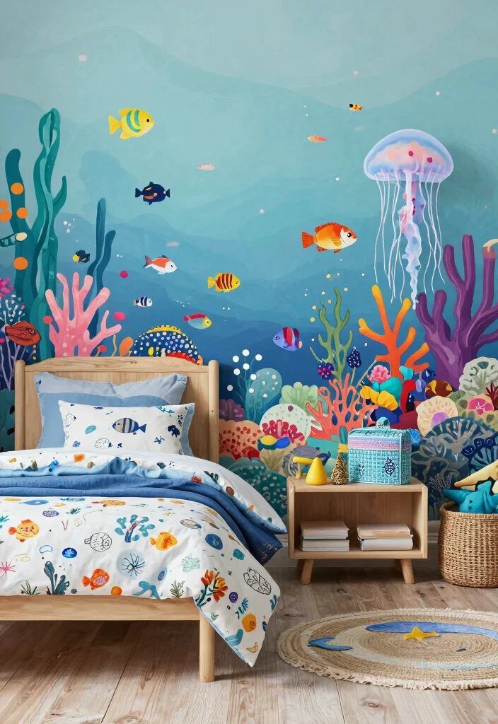 16 Kids Bedroom Wallpaper Texture Ideas: Fun and Playful - 5. Under the Sea Adventure 1