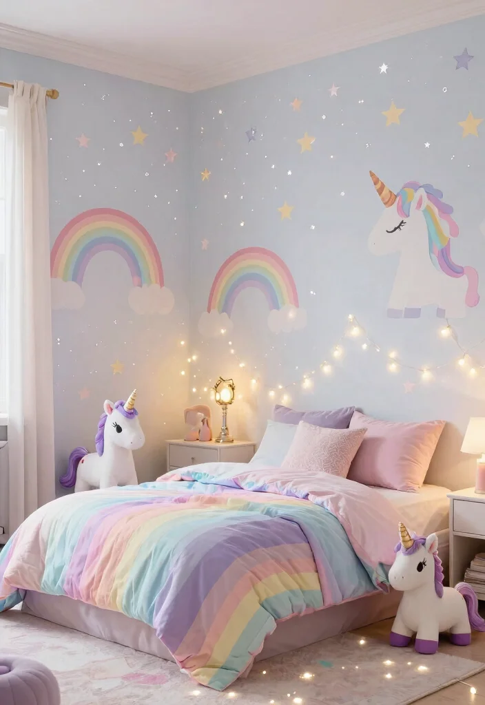 16 Kids Bedroom Wallpaper Texture Ideas: Fun and Playful - 6. Magical Unicorns 1