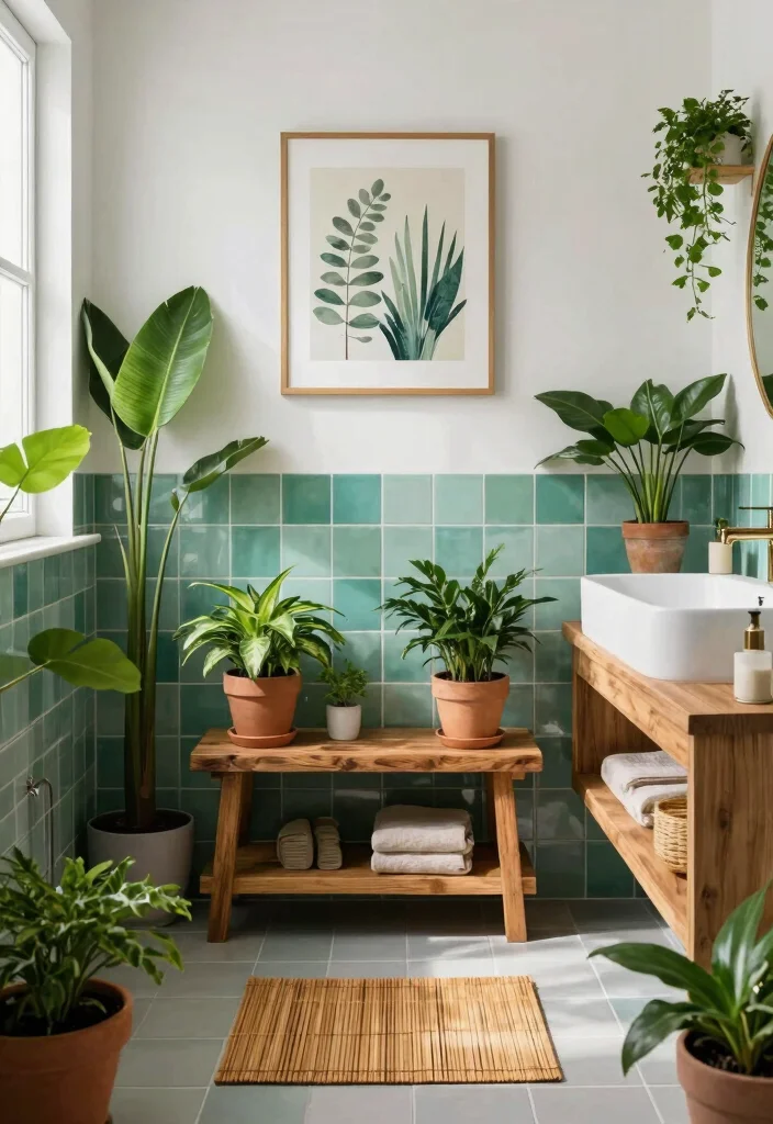 16 Maximalist Bathroom Ideas With Bold Personality - 11. Nature-Inspired Decor 1