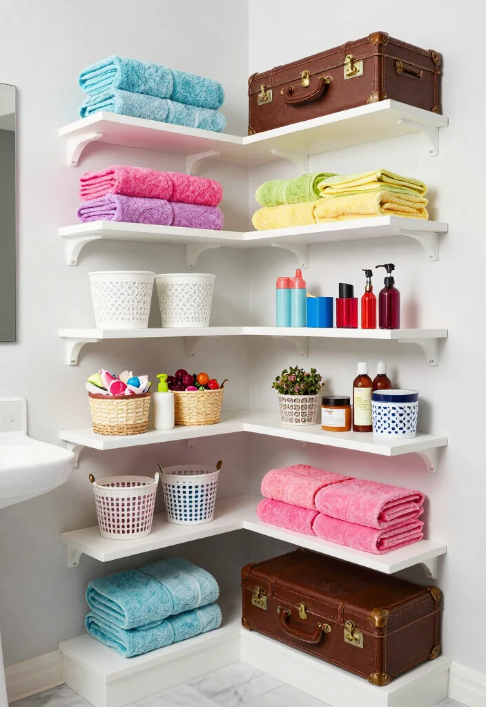 16 Maximalist Bathroom Ideas With Bold Personality - 13. Creative Storage Solutions 1