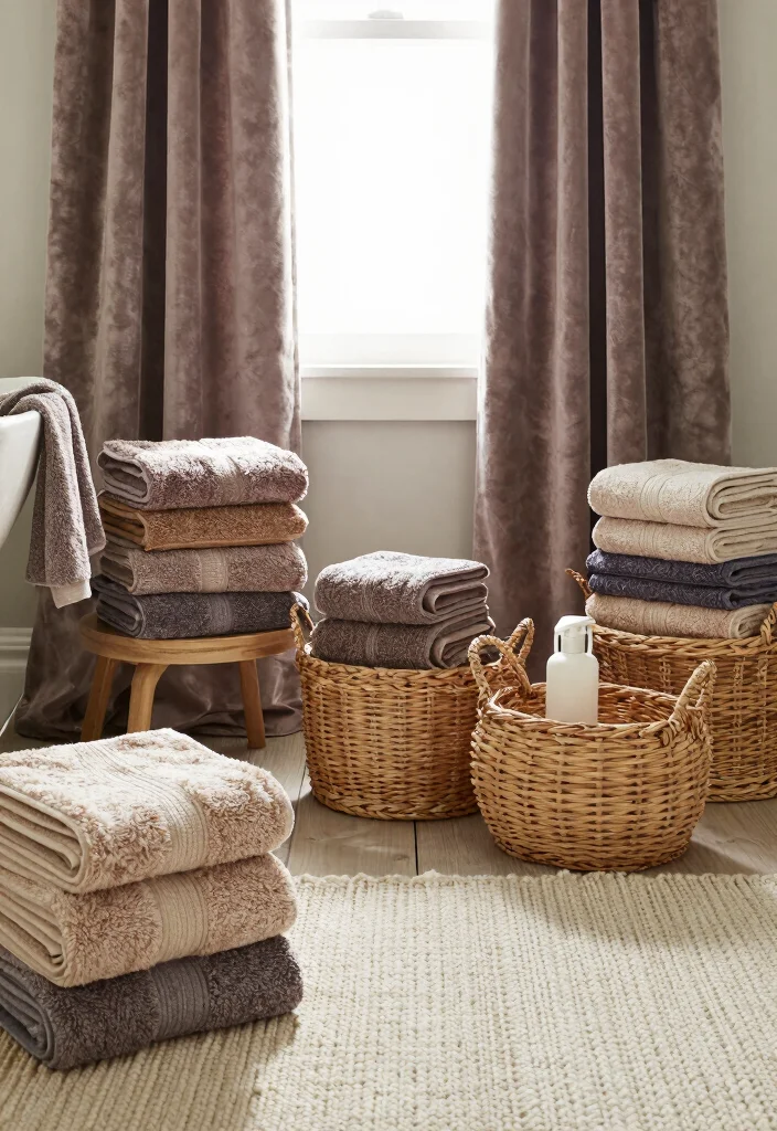 16 Maximalist Bathroom Ideas With Bold Personality - 15. Textured Fabrics 1