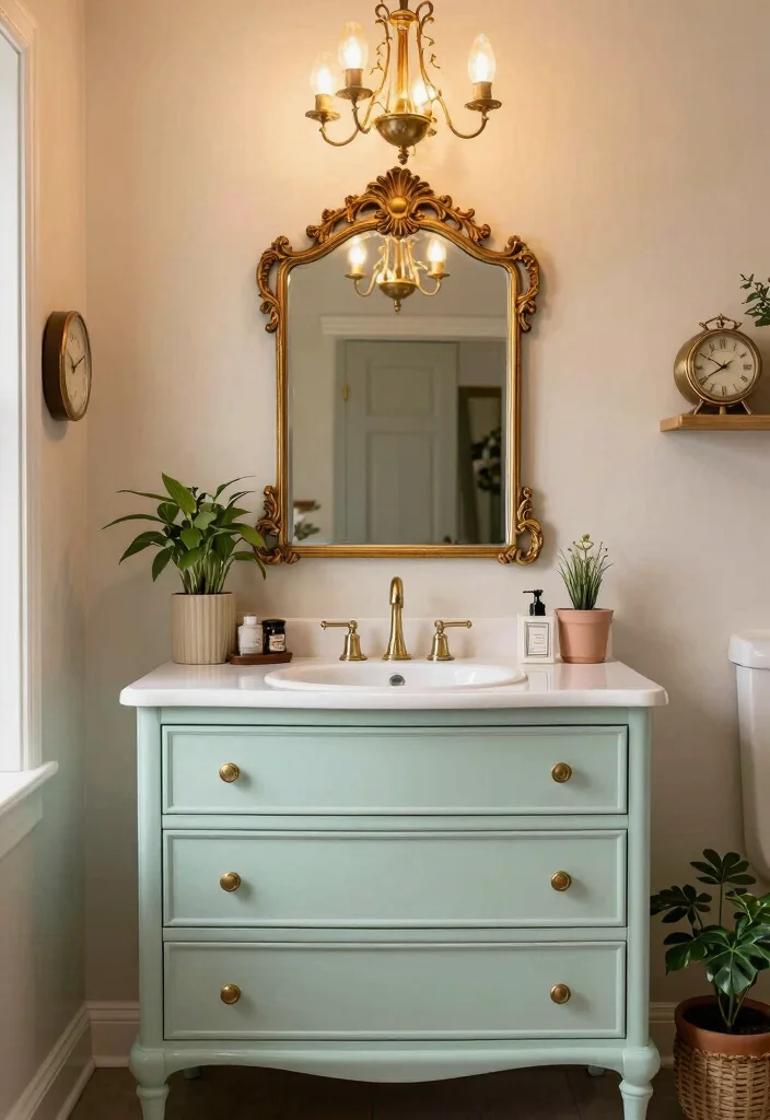 16 Maximalist Bathroom Ideas With Bold Personality - 3. Vintage Finds 1