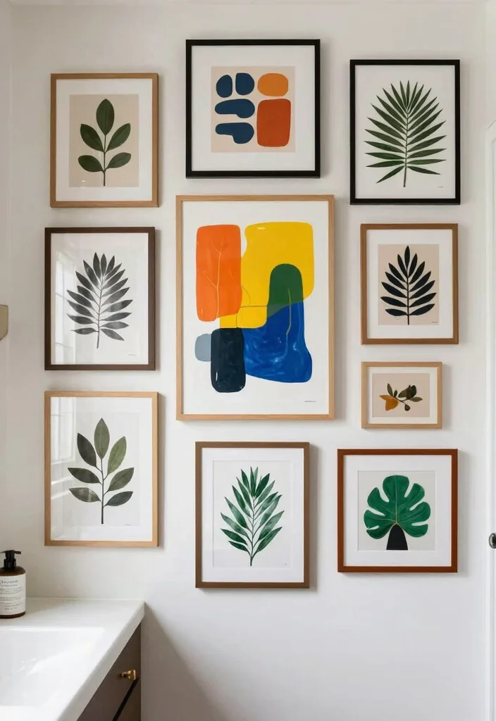 16 Maximalist Bathroom Ideas With Bold Personality - 5. Artistic Wall Art 1