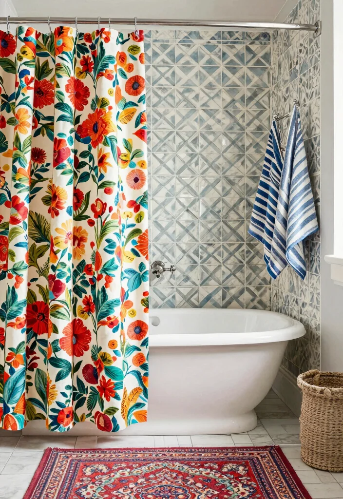 16 Maximalist Bathroom Ideas With Bold Personality - 7. Mixing Patterns 1