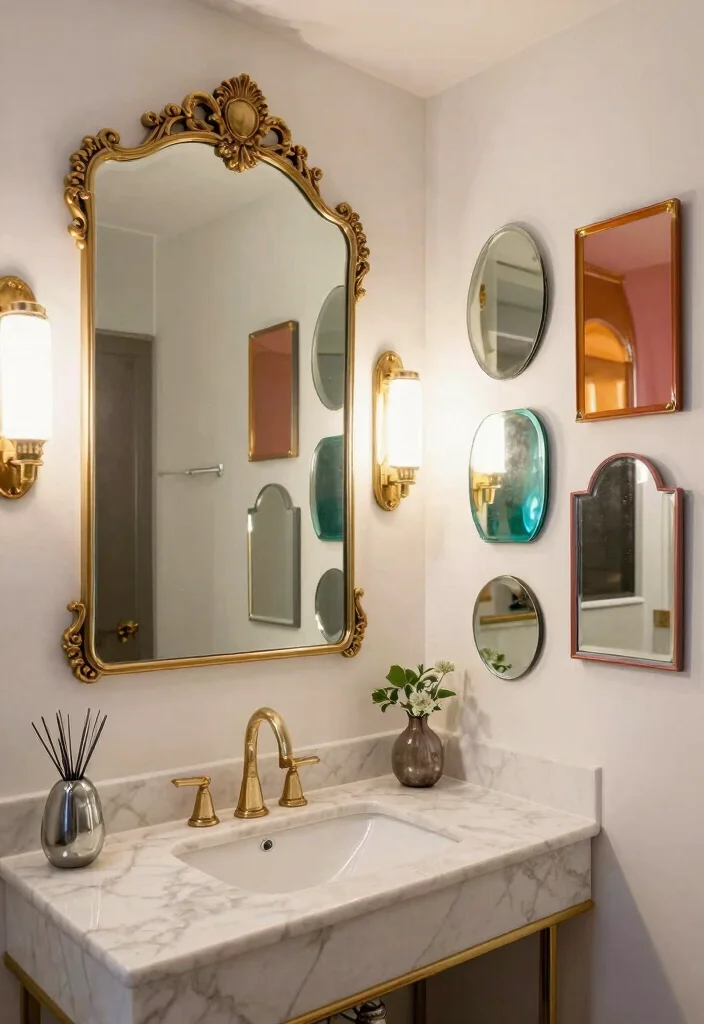 16 Maximalist Bathroom Ideas With Bold Personality - 8. Whimsical Mirrors 1