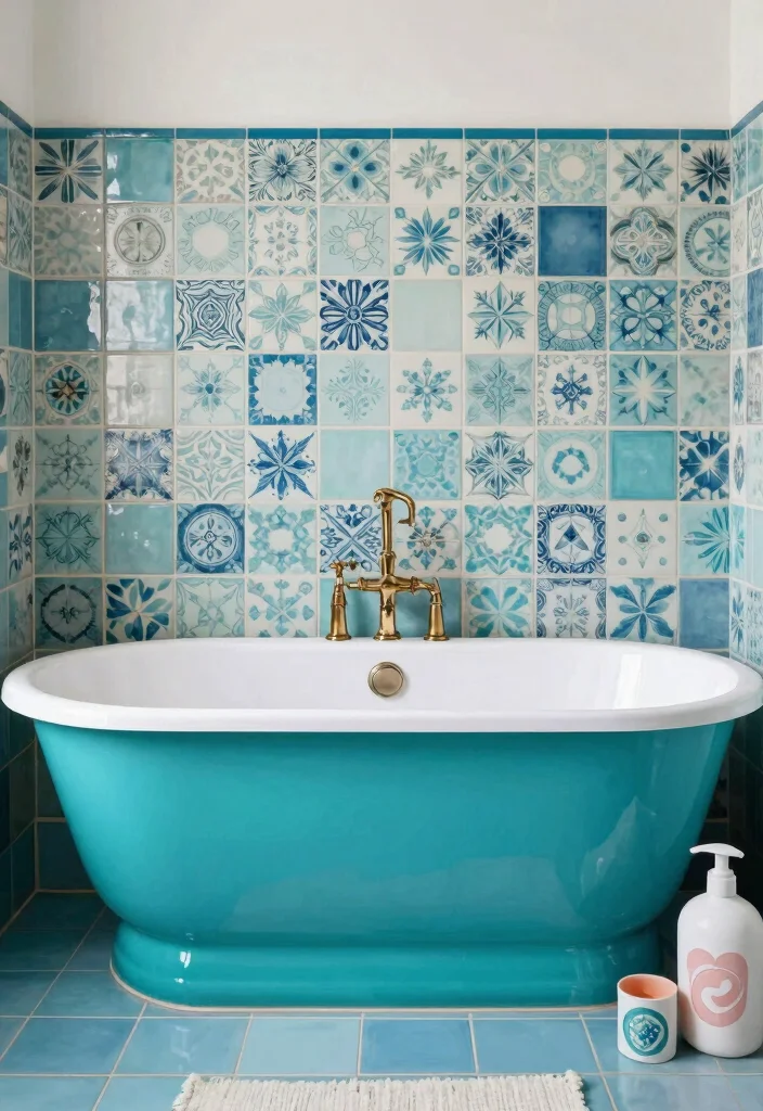 16 Maximalist Bathroom Ideas With Bold Personality - 9. Colorful Bathtubs 1