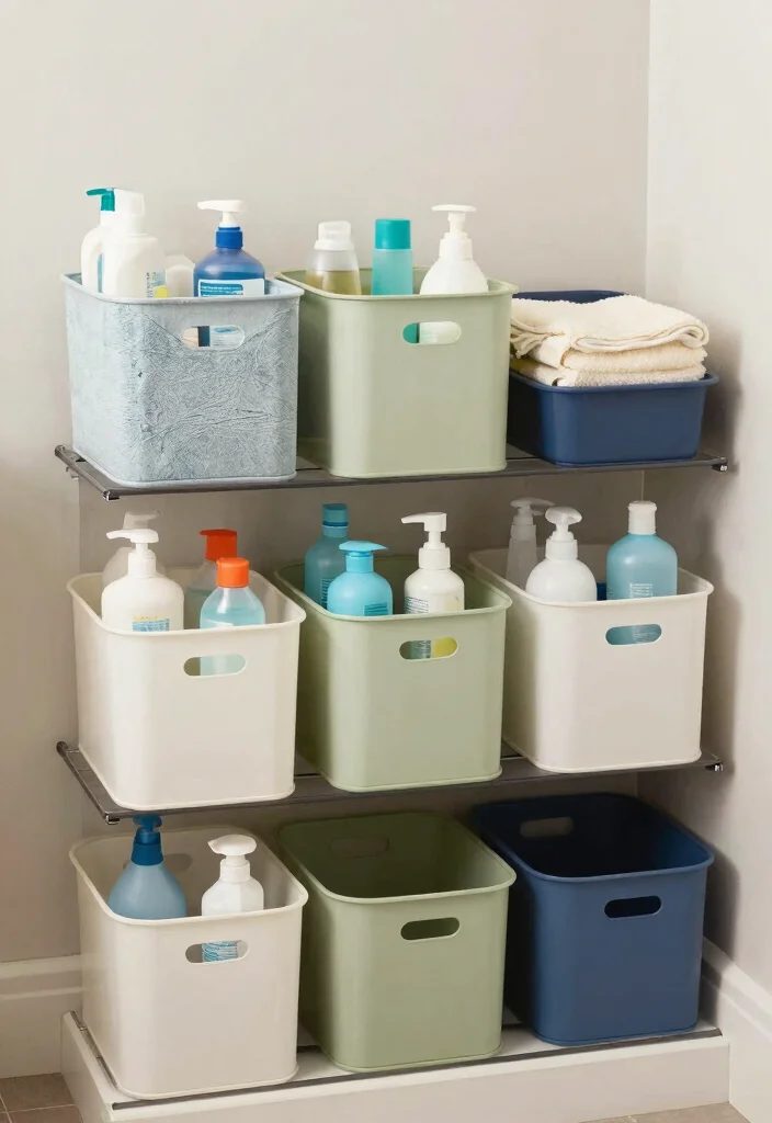 16 Small Bathroom Vanity Storage Ideas That Maximize Space - 10. Stackable Storage Bins 1