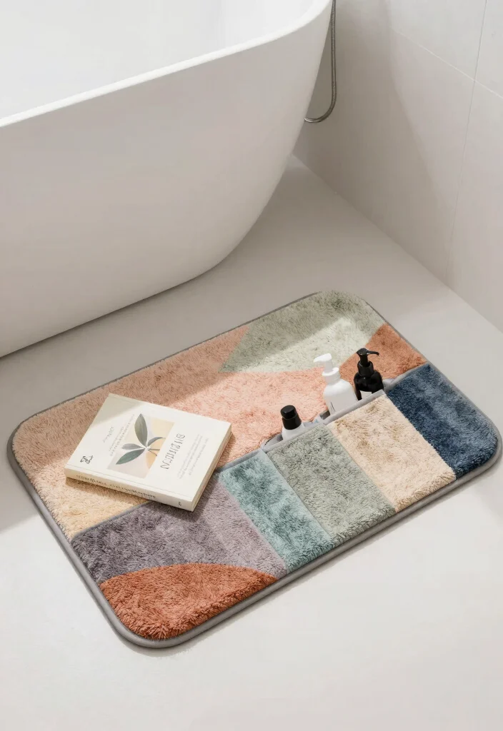 16 Small Bathroom Vanity Storage Ideas That Maximize Space - 12. Eco-Friendly Bath Mat with Storage 1