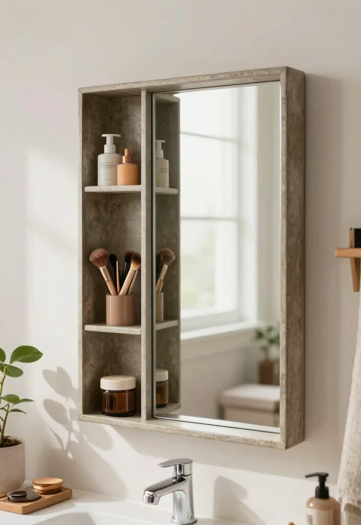 16 Small Bathroom Vanity Storage Ideas That Maximize Space - 2. Multi-Functional Makeup Mirror 1