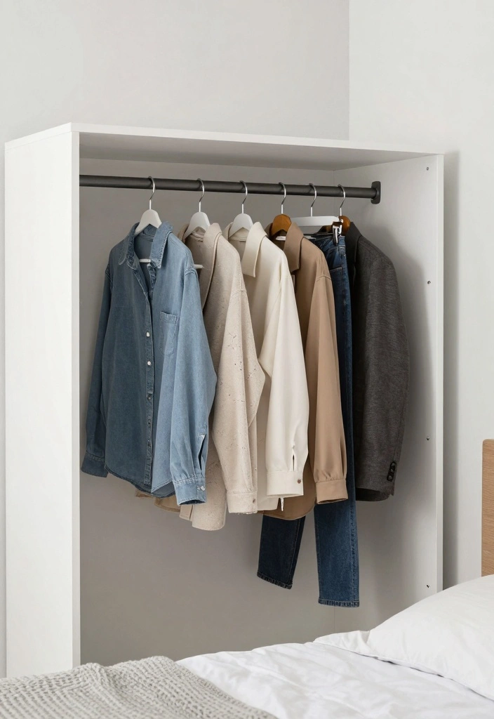 16 Wardrobe Design for Small Bedroom Ideas Smart Storage - 14. Wardrobe with Space-Saving Hangers 1