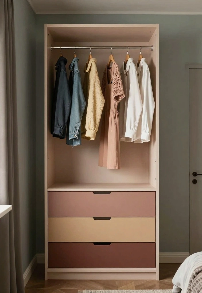 16 Wardrobe Design for Small Bedroom Ideas Smart Storage - 15. Color-Coded Wardrobe Organization 1