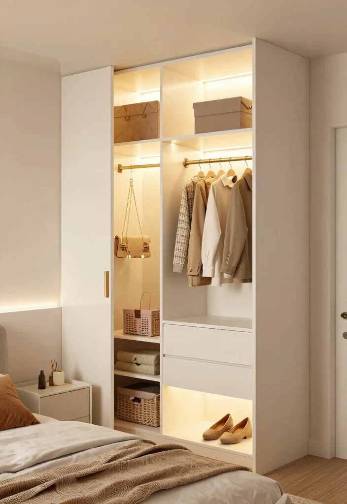 16 Wardrobe Design for Small Bedroom Ideas Smart Storage - 8. Wardrobe with Integrated Lighting 1