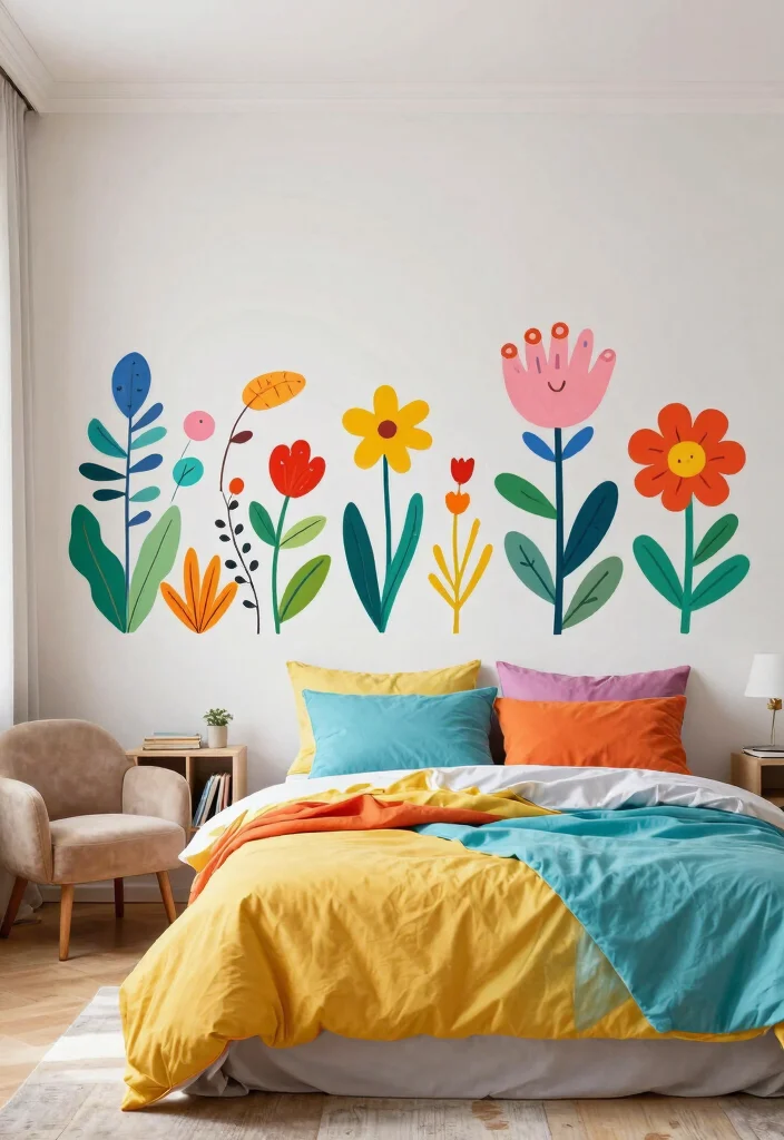 17 Bedroom Wall Decor Above Bed Ideas Balanced Stylish Focus - 10. Colorful Wall Decals 1
