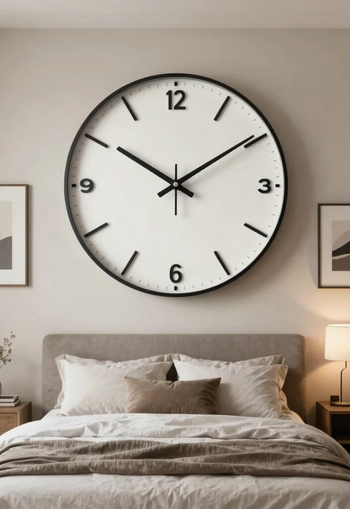 17 Bedroom Wall Decor Above Bed Ideas Balanced Stylish Focus - 12. Oversized Wall Clock 1