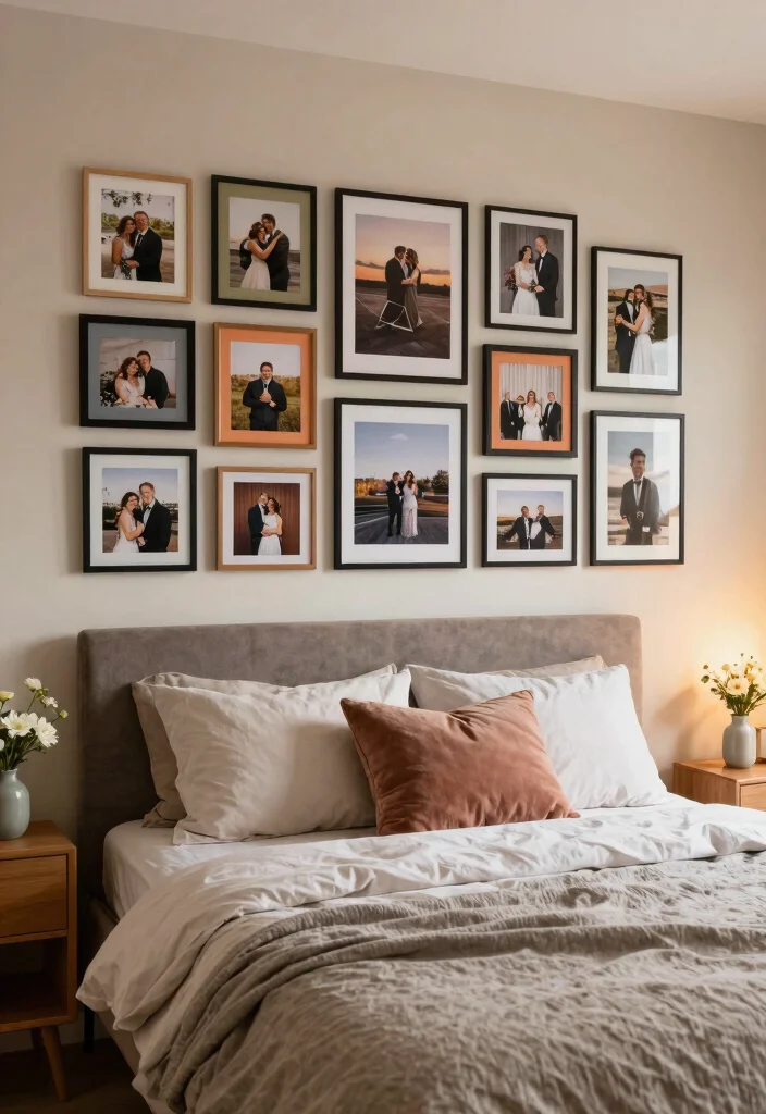 17 Bedroom Wall Decor Above Bed Ideas Balanced Stylish Focus - 8. Personal Photo Gallery 1