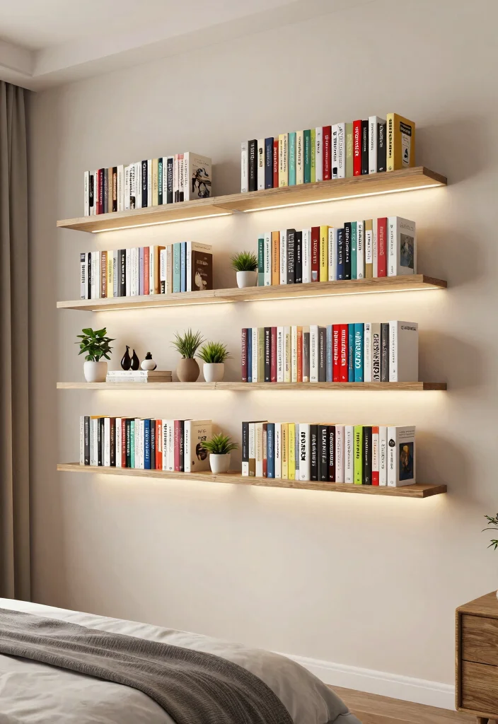17 Book Shelf Ideas Bedroom Wall: Stylish & Practical Storage - 1. Floating Shelves: Minimalist Charm 1