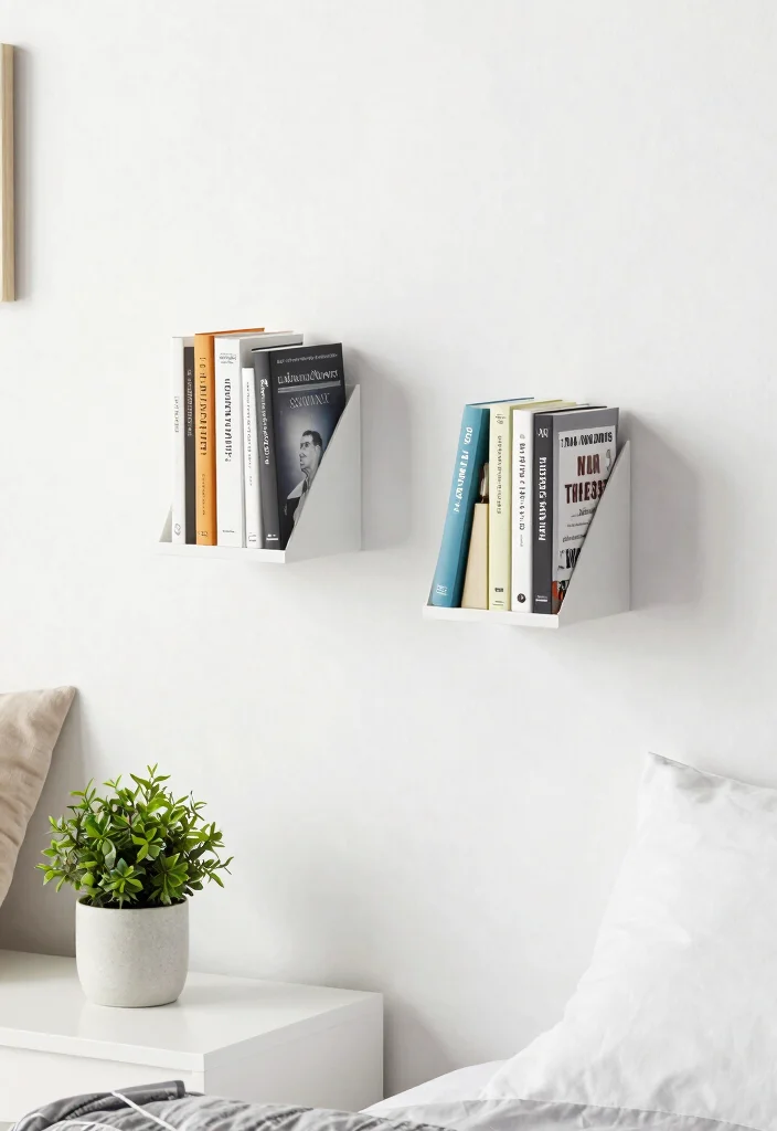 17 Book Shelf Ideas Bedroom Wall: Stylish & Practical Storage - 12. Wall-Mounted Book Ends: Innovative and Fun 1