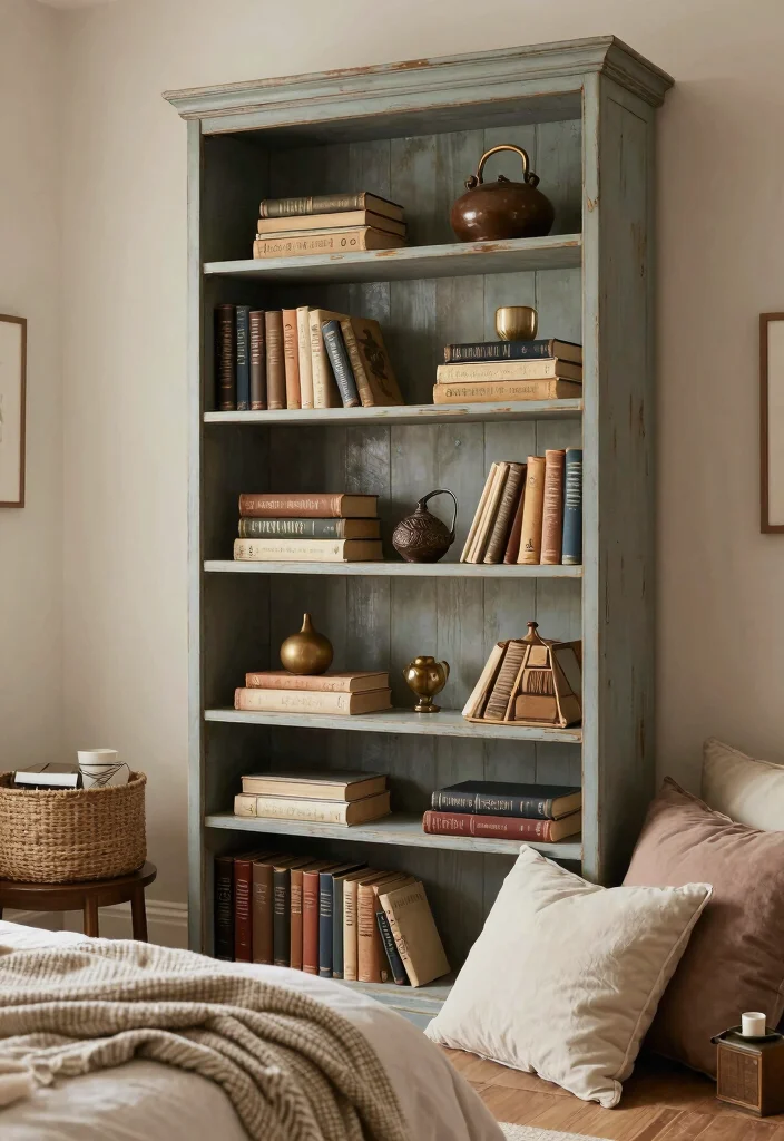 17 Book Shelf Ideas Bedroom Wall: Stylish & Practical Storage - 17. Vintage Finds: Timeless Treasures 1