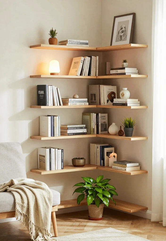 17 Book Shelf Ideas Bedroom Wall: Stylish & Practical Storage - 3. Corner Shelves: Maximizing Space 1