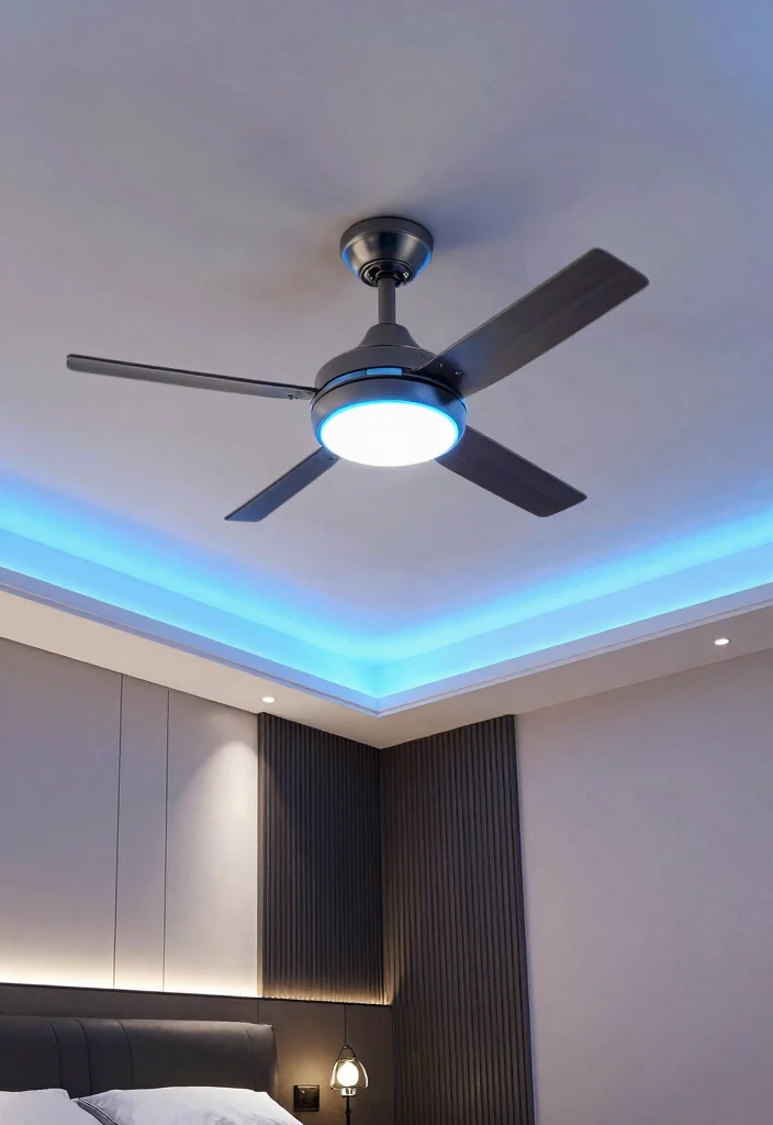 17 False Ceiling Bedroom With Fan Ideas Stylish Comfort - 13. Smart Technology Integration 1