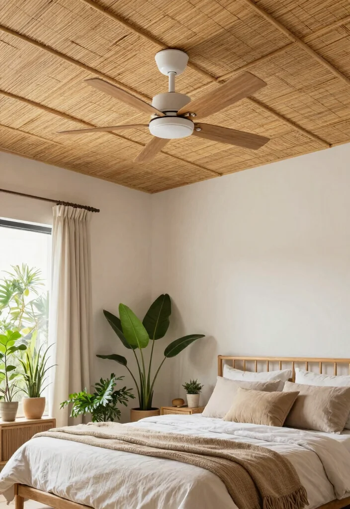 17 False Ceiling Bedroom With Fan Ideas Stylish Comfort - 16. Eco-Friendly Designs with Sustainable Materials 1