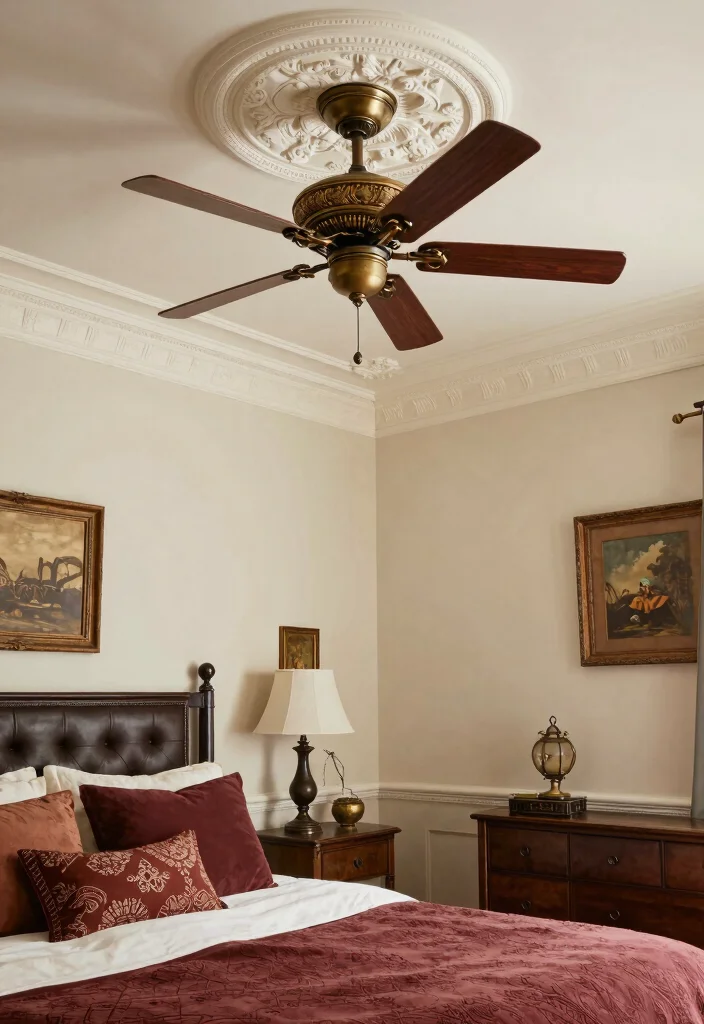 17 False Ceiling Bedroom With Fan Ideas Stylish Comfort - 7. Vintage Charm with Classic Fans 1