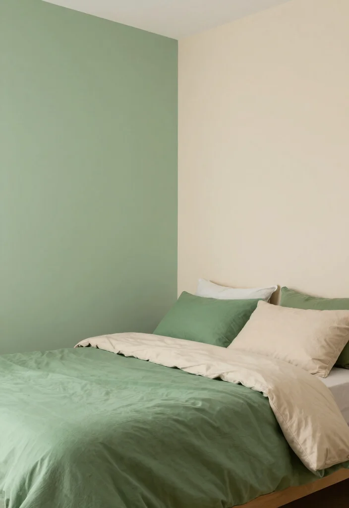 17 Green and Beige Bedroom Ideas: Calm Natural Harmony - 14. Green and Beige Color Blocks 1