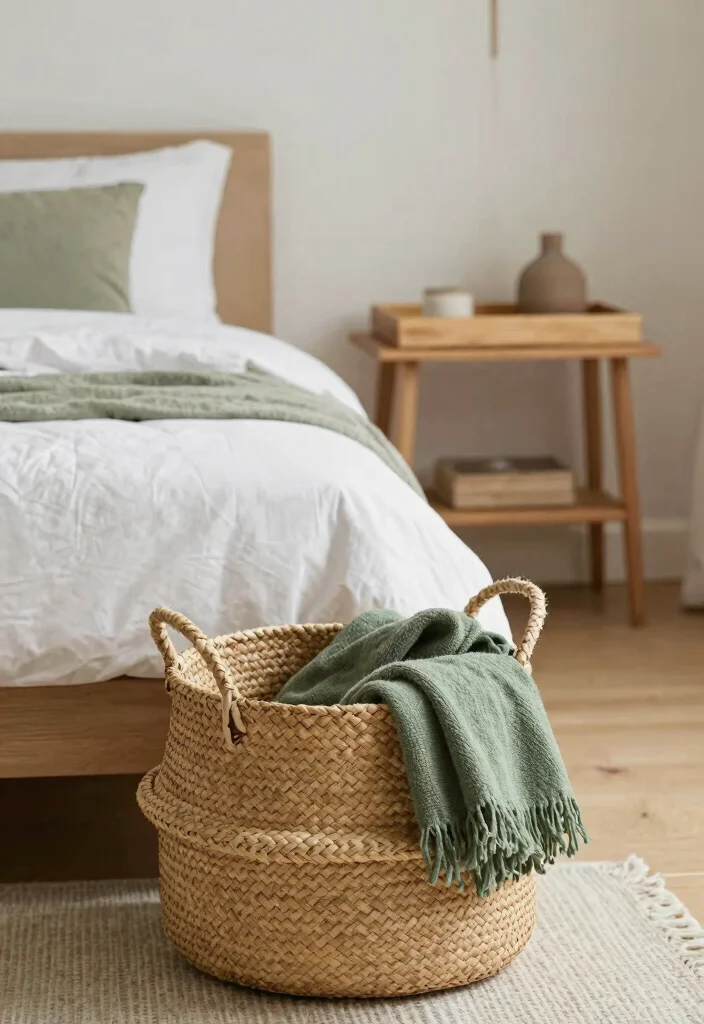 17 Green and Beige Bedroom Ideas: Calm Natural Harmony - 16. Sustainable Decorative Accessories 1