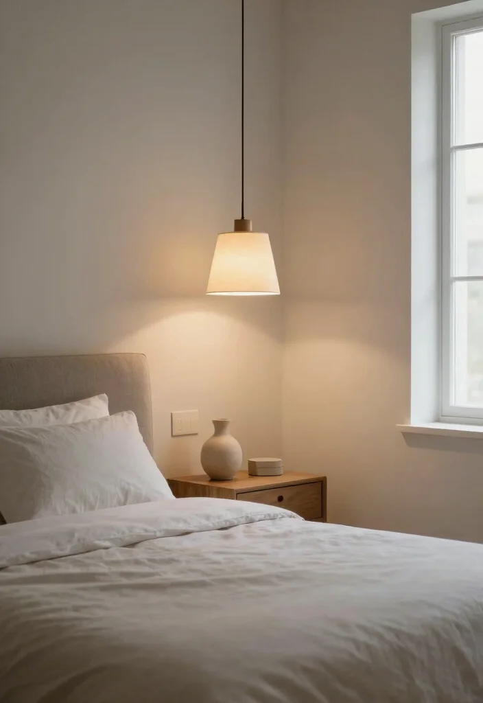 17 Green and Beige Bedroom Ideas: Calm Natural Harmony - 9. Neutral Lighting Fixtures 1