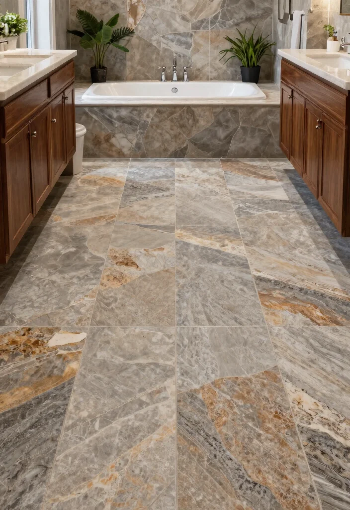 17 Master Bathroom Tile Floor Ideas For Dream Spaces - 1. Natural Stone Elegance 1