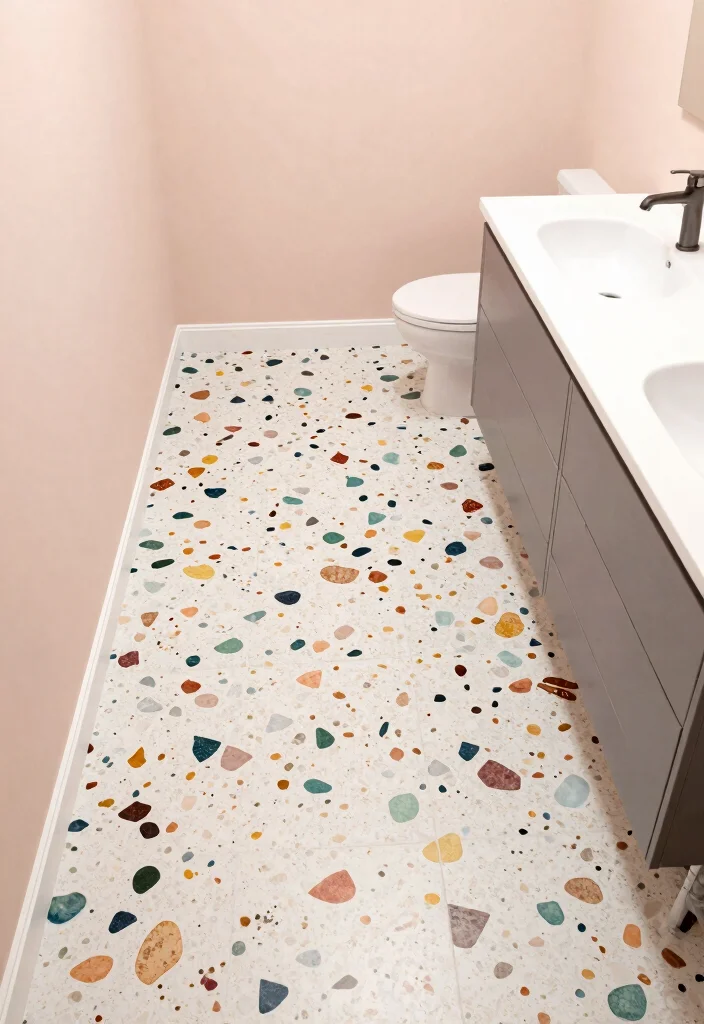 17 Master Bathroom Tile Floor Ideas For Dream Spaces - 11. Terrazzo for a Retro Vibe 1