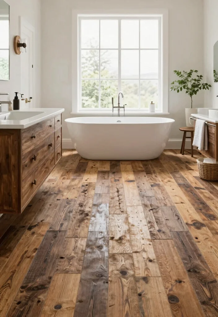 17 Master Bathroom Tile Floor Ideas For Dream Spaces - 12. Reclaimed Wood Tiles 1