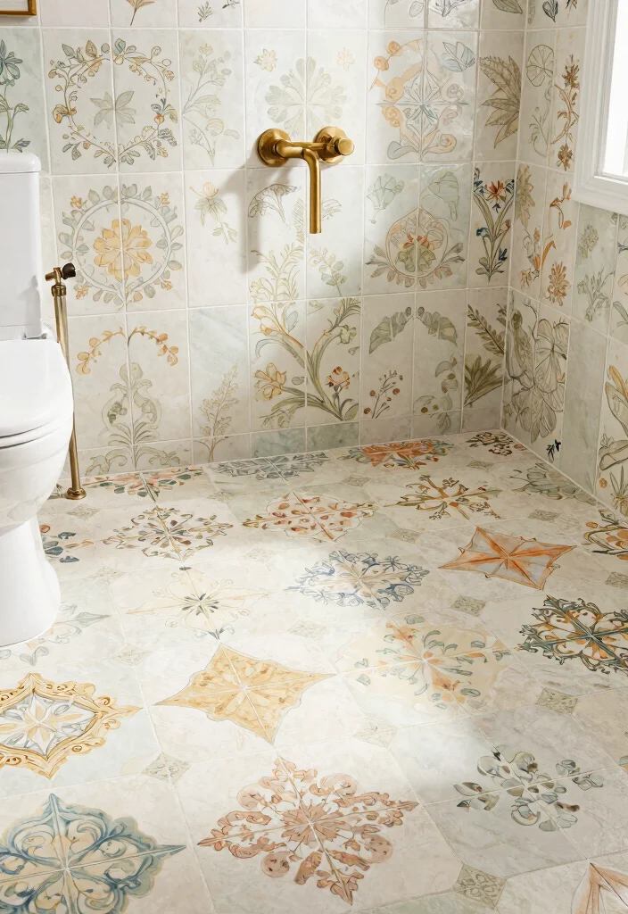 17 Master Bathroom Tile Floor Ideas For Dream Spaces - 8. Vintage Style Tiles 1