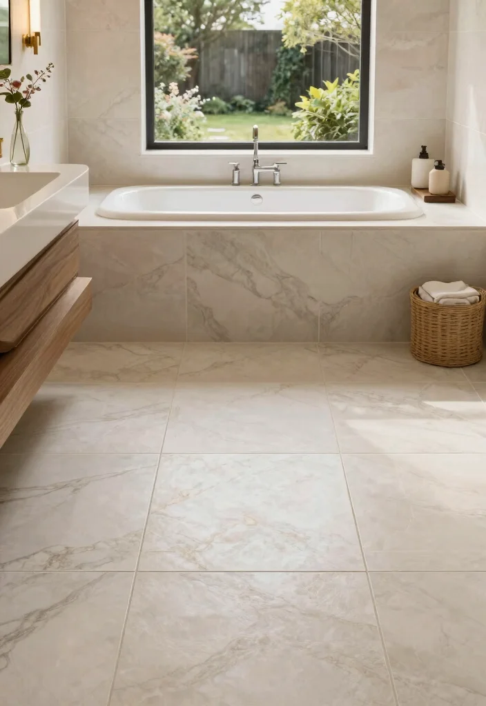 17 Master Bathroom Tile Floor Ideas For Dream Spaces - 9. Spa-Like Porcelain Tiles 1