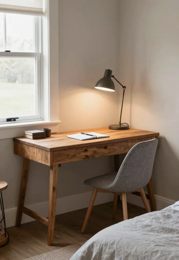 17 Modern Farmhouse Guest Bedroom Ideas: Warm Welcoming Style - 13. Functional Workspaces 1