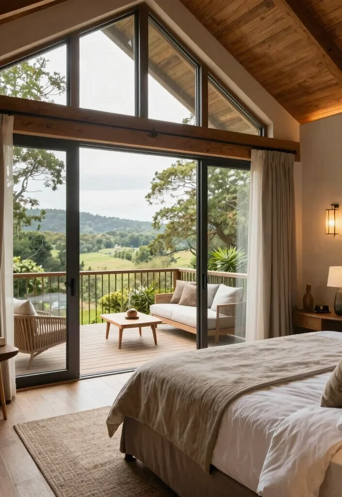 17 Modern Farmhouse Guest Bedroom Ideas: Warm Welcoming Style - 15. Outdoor Views and Access 1