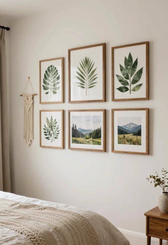 17 Modern Farmhouse Guest Bedroom Ideas: Warm Welcoming Style - 16. Nature-Inspired Wall Art 1