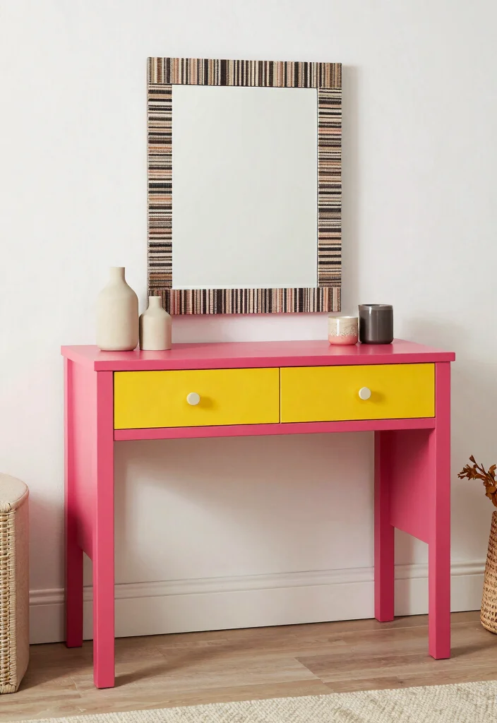 18 Bedroom Dressing Table Design Ideas: Elegant Functional Style - 11. Colorful Accent Table 1