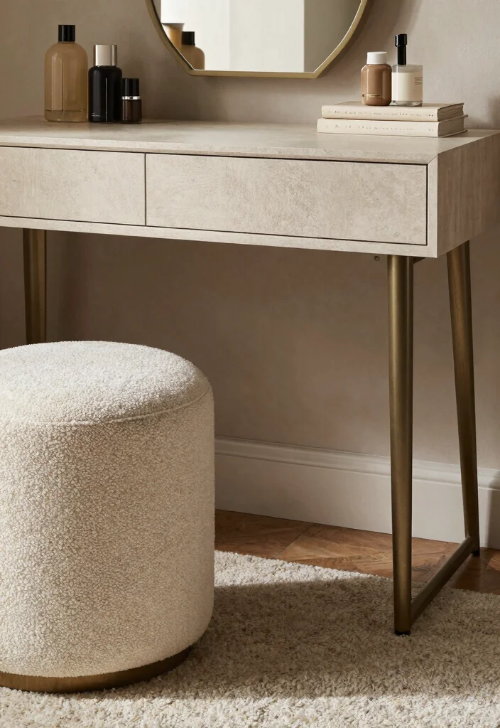18 Bedroom Dressing Table Design Ideas: Elegant Functional Style - 15. Layered Textures for a Cozy Feel 1