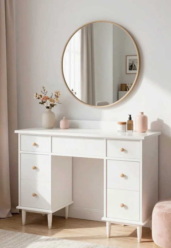 18 Bedroom Dressing Table Design Ideas: Elegant Functional Style - 5. Elegant Whitewashed Table 1
