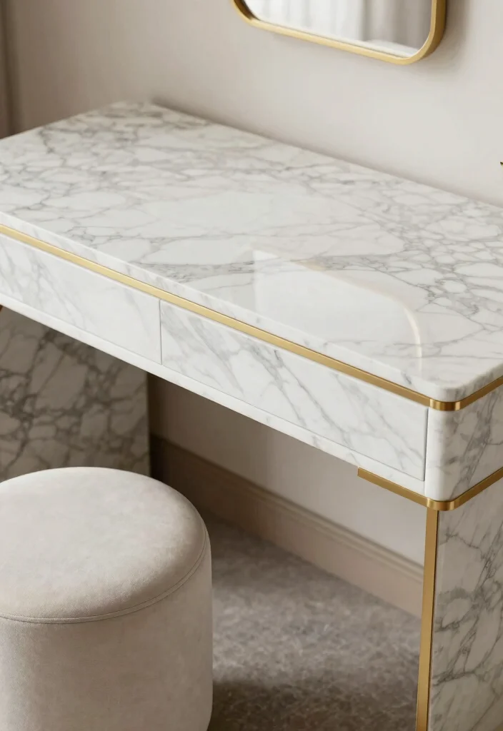 18 Bedroom Dressing Table Design Ideas: Elegant Functional Style - 7. Luxurious Marble Dressing Table 1