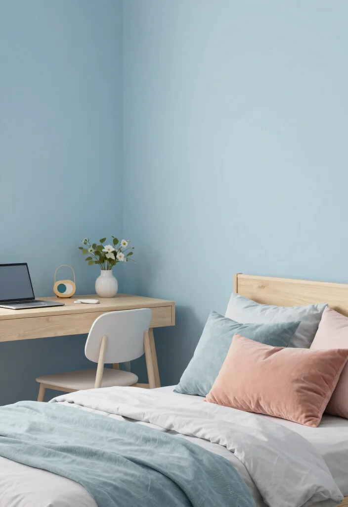 18 Bedroom and Workspace Ideas That Balance Comfort and Productivity - 3. Use Soft Color Palettes 1