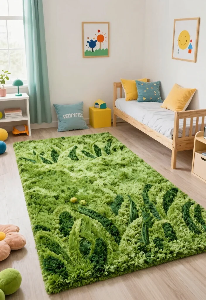 18 Enchanted Forest Bedroom Ideas: Magical Dreamy Escape - 10. Playful Rugs 1