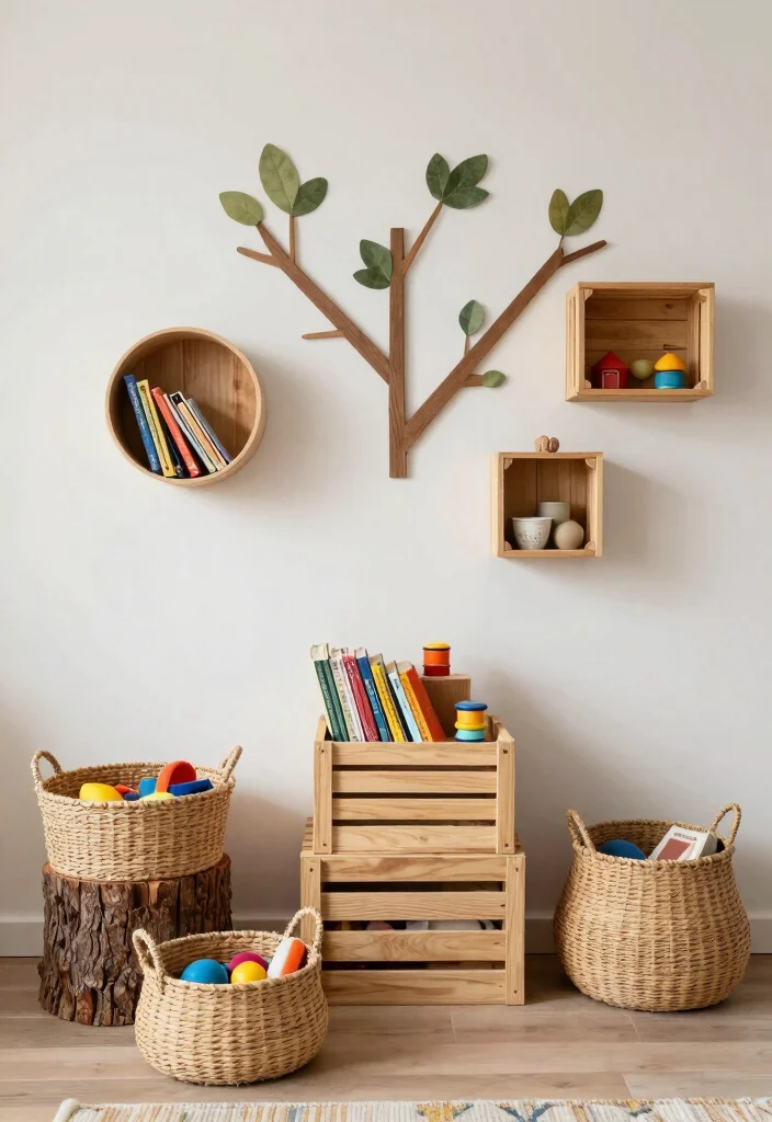 18 Enchanted Forest Bedroom Ideas: Magical Dreamy Escape - 12. Nature-Themed Storage Solutions 1