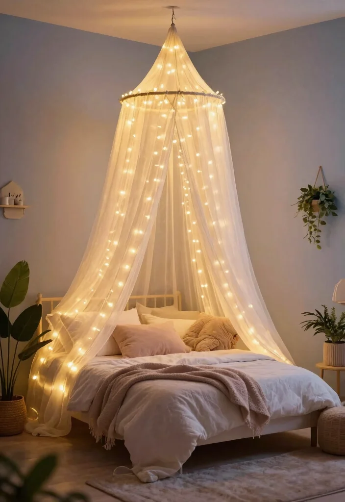 18 Enchanted Forest Bedroom Ideas: Magical Dreamy Escape - 3. Fairy Light Canopies 1