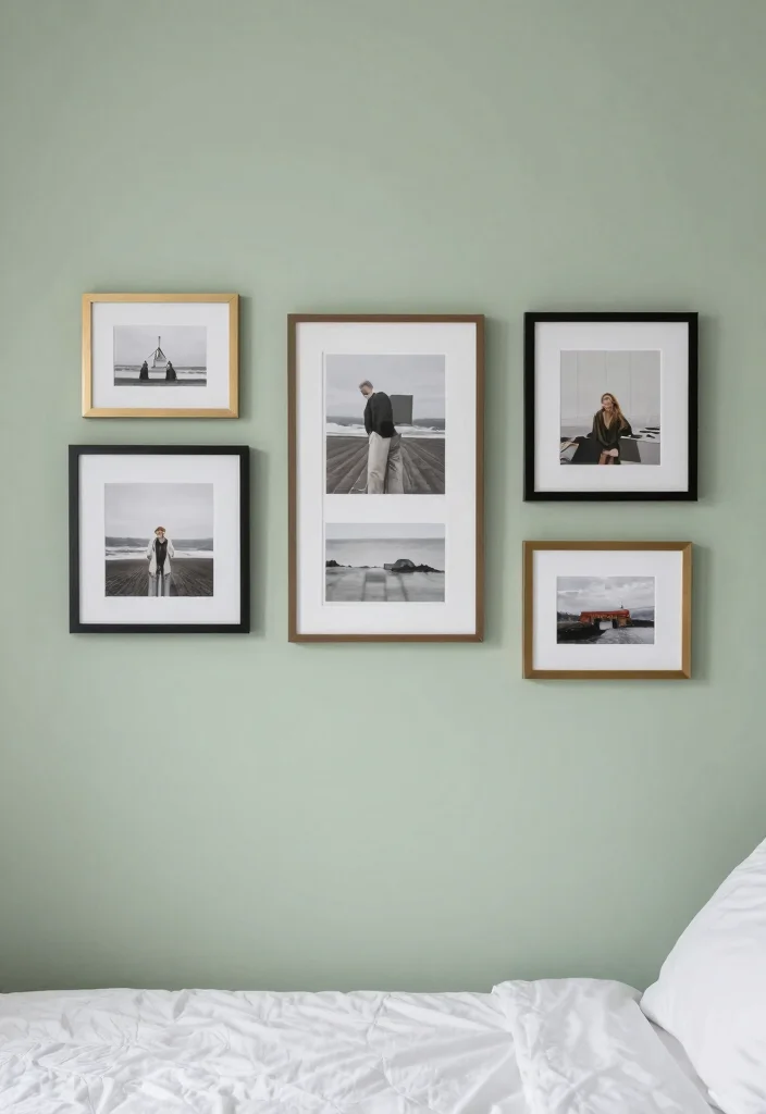 18 Sage Green Bedroom Aesthetic Ideas: Soft, Calm, and Trendy - 11. Personalized Decor 1