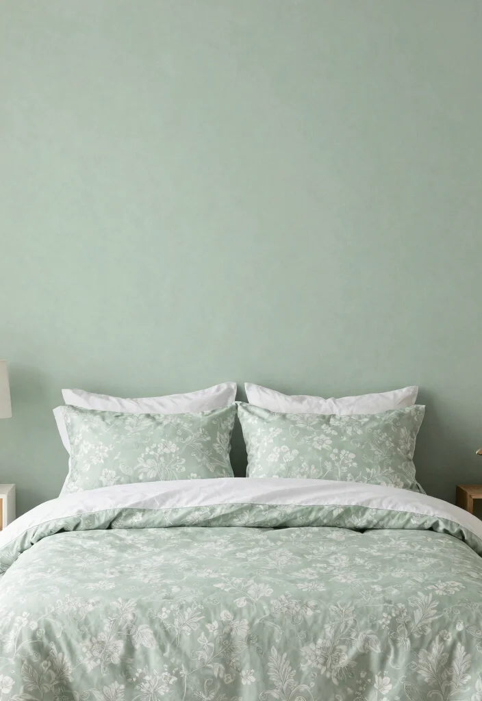 18 Sage Green Bedroom Aesthetic Ideas: Soft, Calm, and Trendy - 18. Subtle Patterns 1